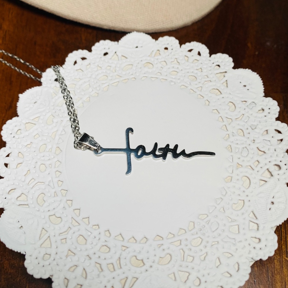 Shining Faith Cross Necklace, 17”-19” Stainless Steel Chain. - Picture 3 of 6